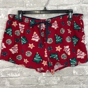 INSOMNIAX Red Christmas Lounge Pajama Shorts Cotton Fleece